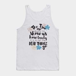 Autumn tree and leaves quotes design Tank Top